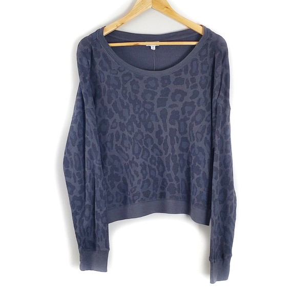 Splendid Sweaters - Splendid Grey Animal Print Thermal Pullover Size L
